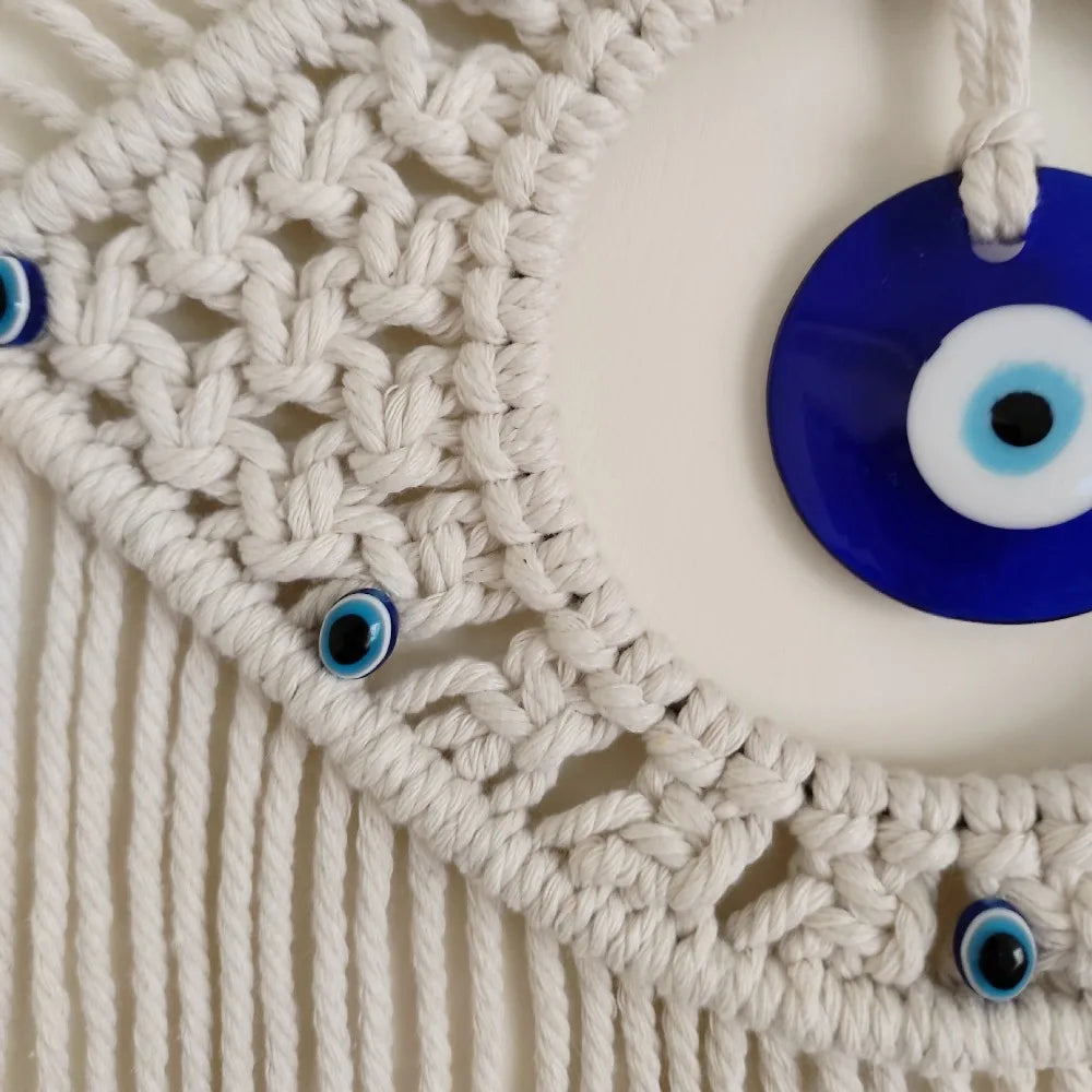 BohoVision Handwoven Eye Charm Tapestry